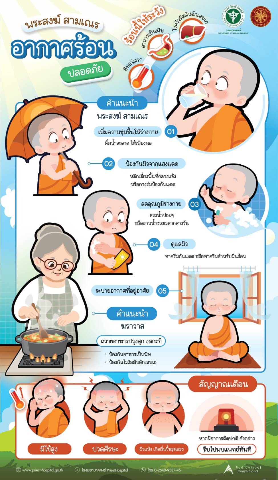 รพ.สงฆ์แนะพระสงฆ์สามเณรดูแลสุขภาพตนเองในช่วงอากาศร้อน