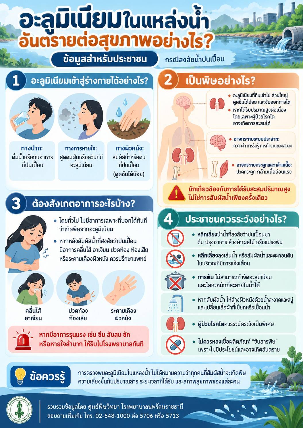 กรมการแพทย์ห่วงประชาชนปราจีนบุรี แนะเลี่ยงใช้น้ำสงสัยปนเปื้อนอะลูมิเนียม ย้ำต้มไม่ช่วยกำจัด